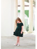 Emerald Velvet Twirl Flower Girl Dress